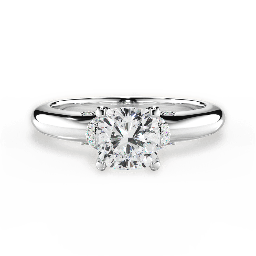 14kt White Gold/18kt White Gold/Platinum/cushion/top