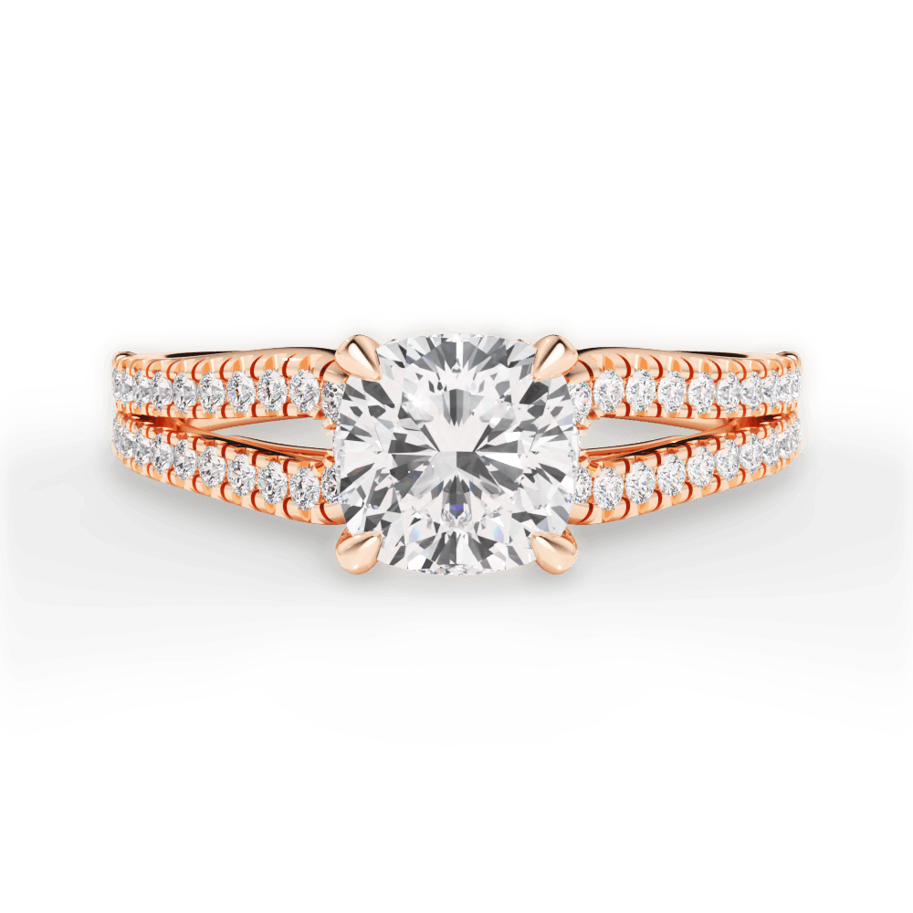 14kt Rose Gold/18kt Rose Gold/cushion/top