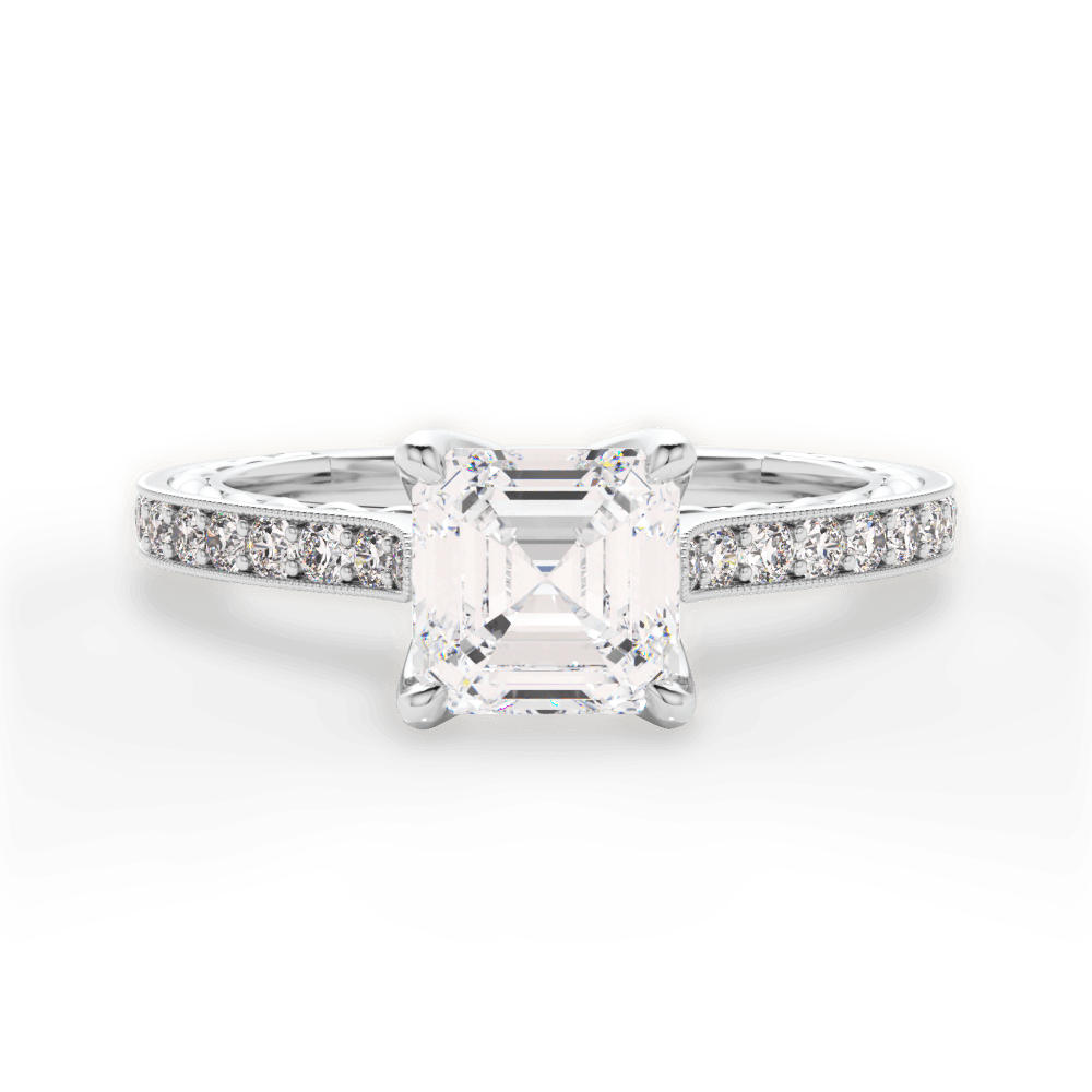 14kt White Gold/18kt White Gold/Platinum/asscher/top