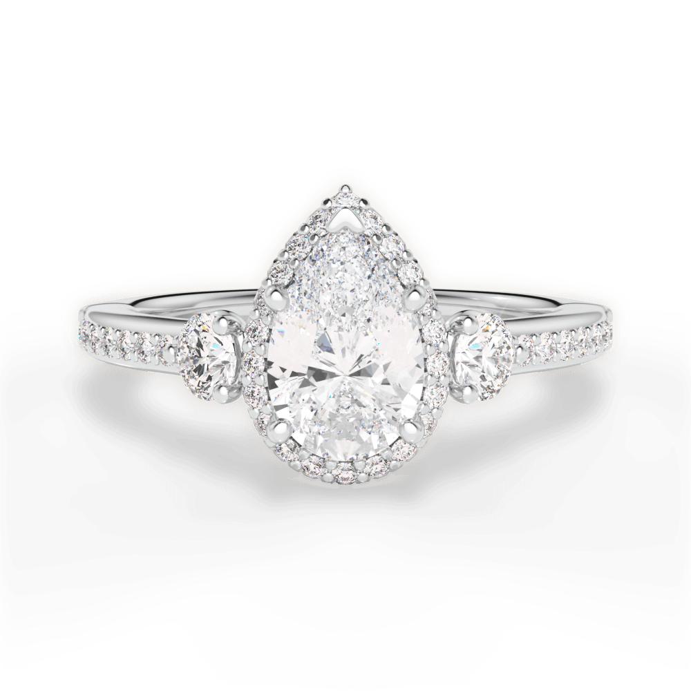 14kt White Gold/18kt White Gold/Platinum/pear/top