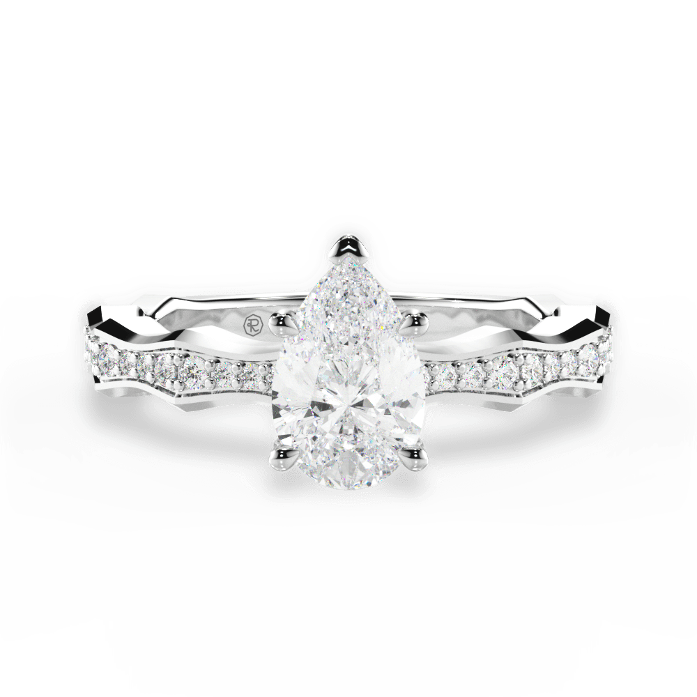 14kt White Gold/18kt White Gold/Platinum/pear/top