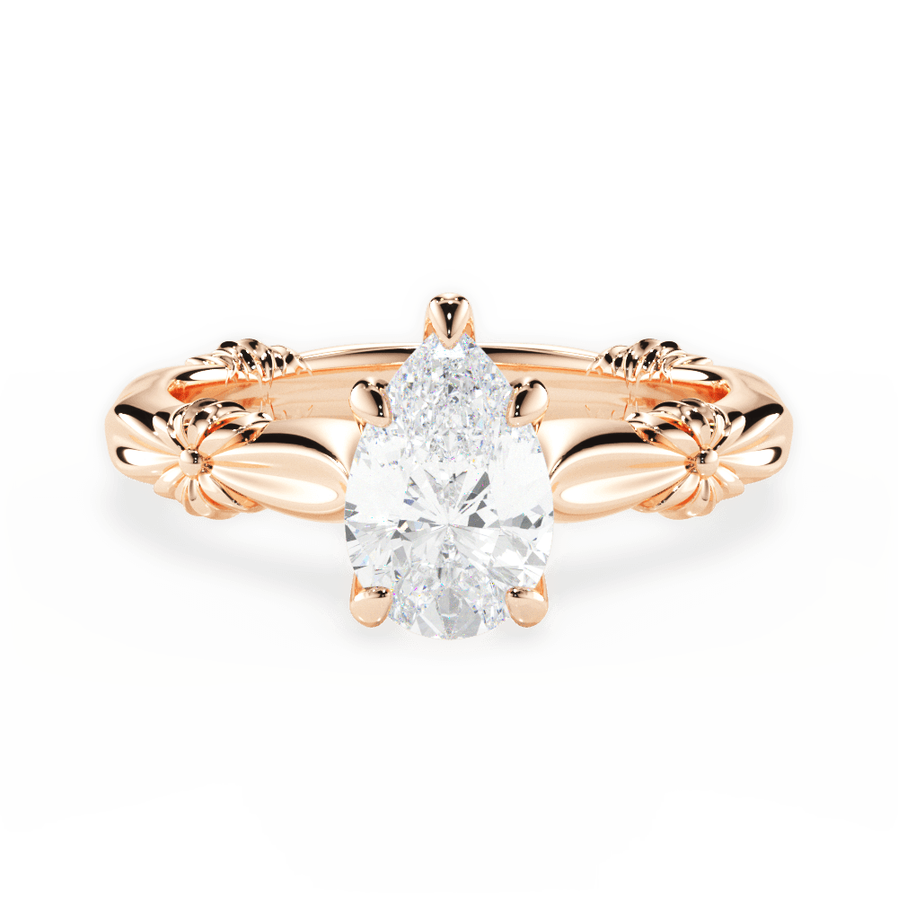 14kt Rose Gold/18kt Rose Gold/pear/top