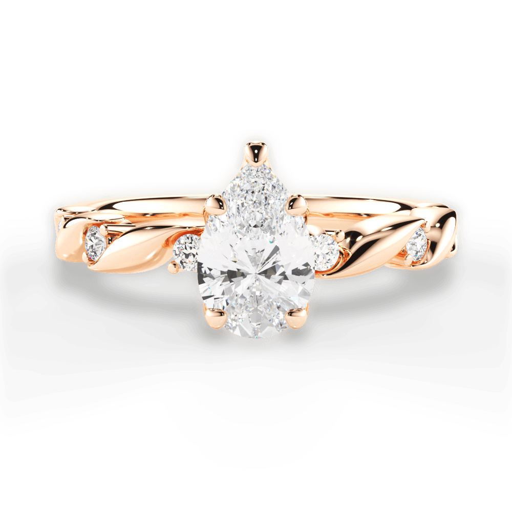 14kt Rose Gold/18kt Rose Gold/pear/top