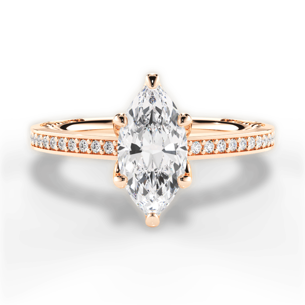14kt Rose Gold/18kt Rose Gold/marquise/top