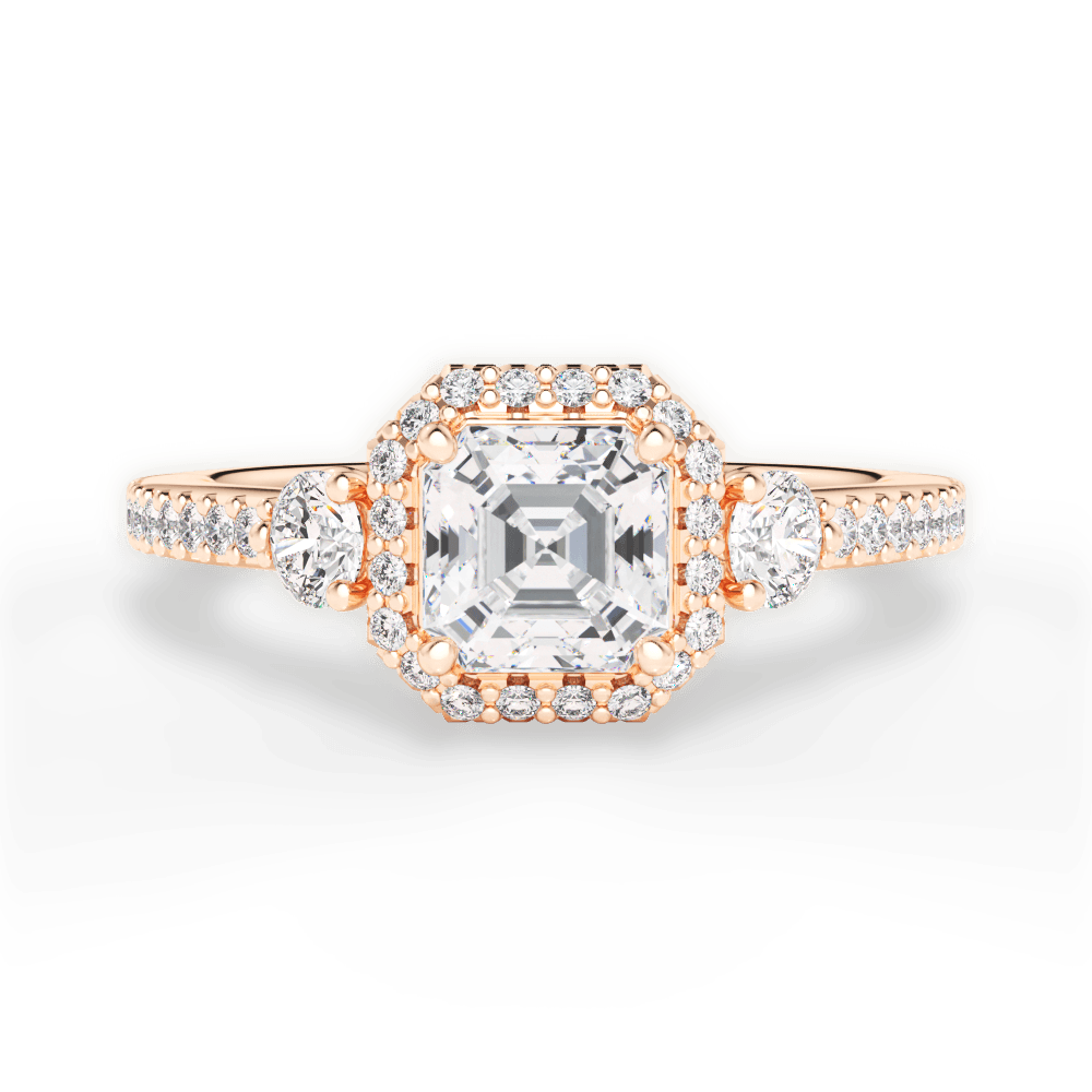 14kt Rose Gold/18kt Rose Gold/asscher/top