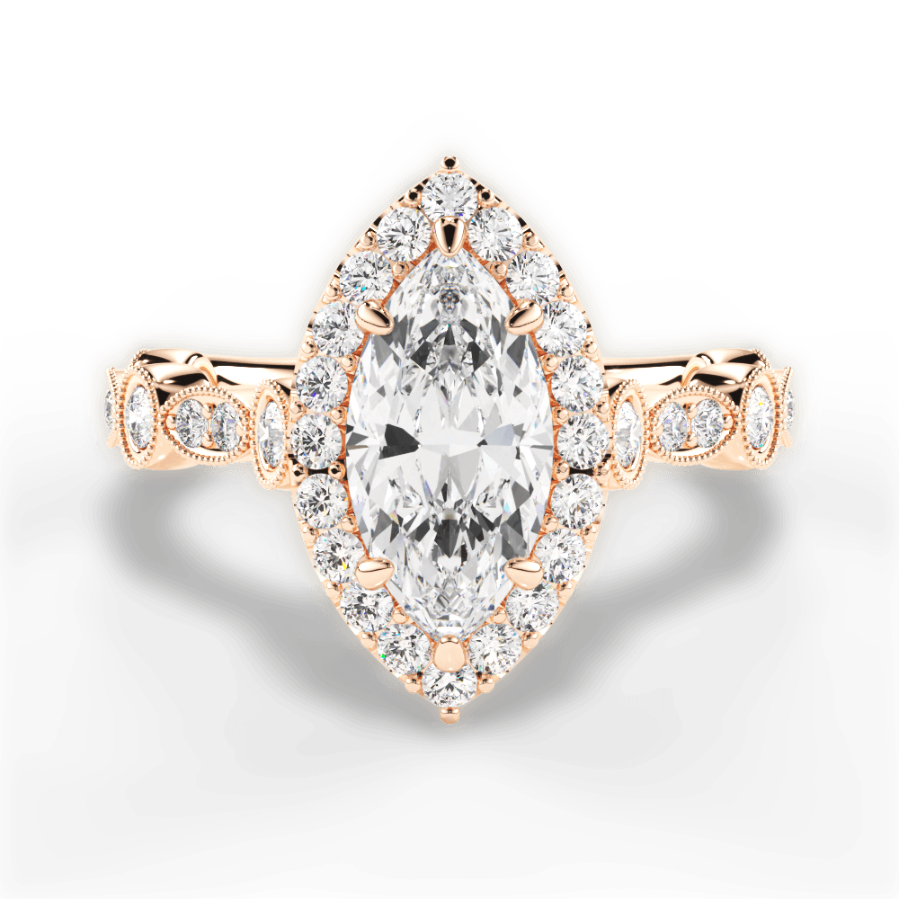 14kt Rose Gold/18kt Rose Gold/marquise/top