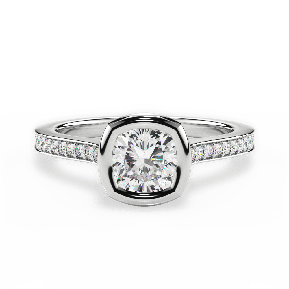 14kt White Gold/18kt White Gold/Platinum/cushion/top