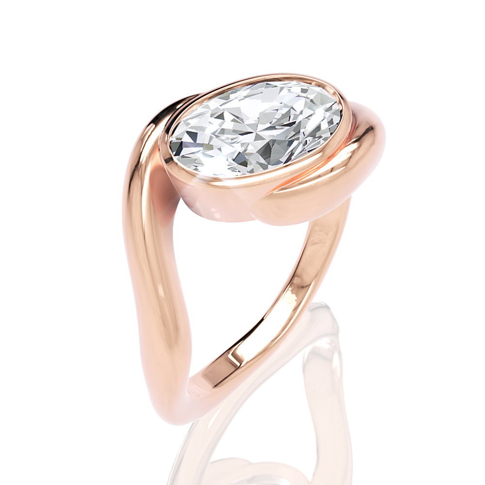 18kt rose gold/oval/front
