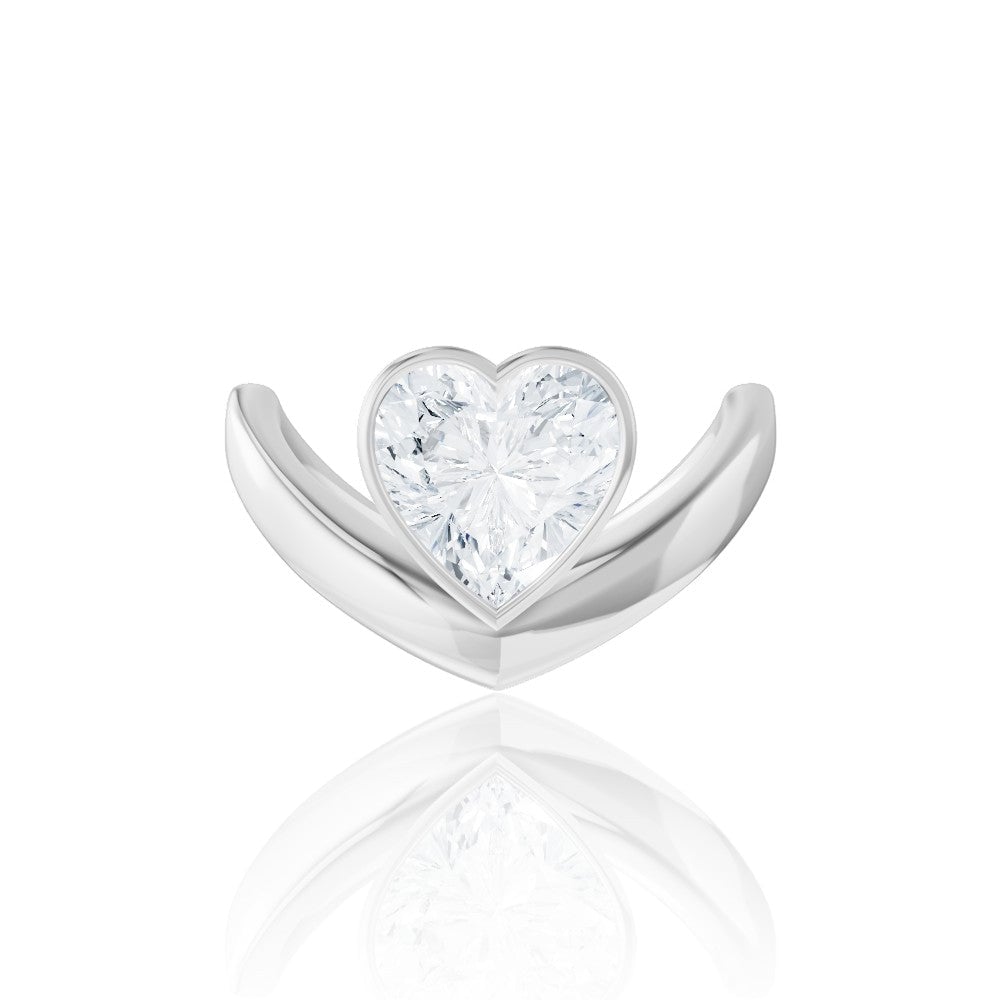 14kt white gold/18kt white gold/platinum/heart/top