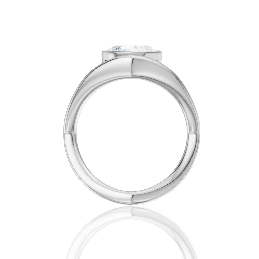 14kt white gold/18kt white gold/platinum/heart/side