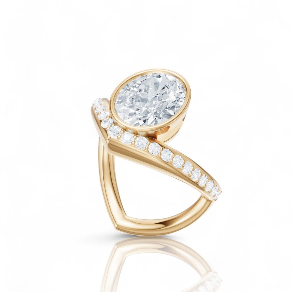 18kt yellow gold/oval/perspective