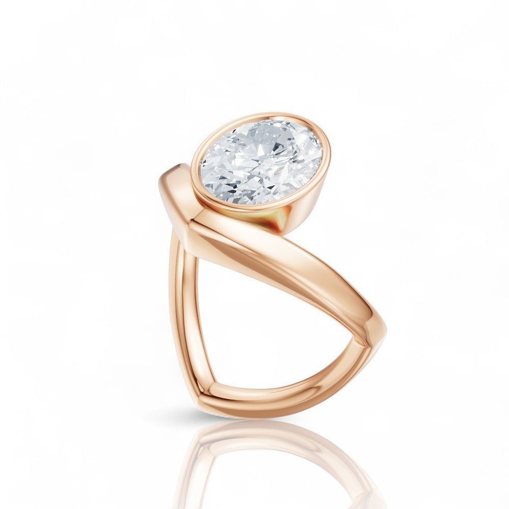 18kt rose gold/oval/front