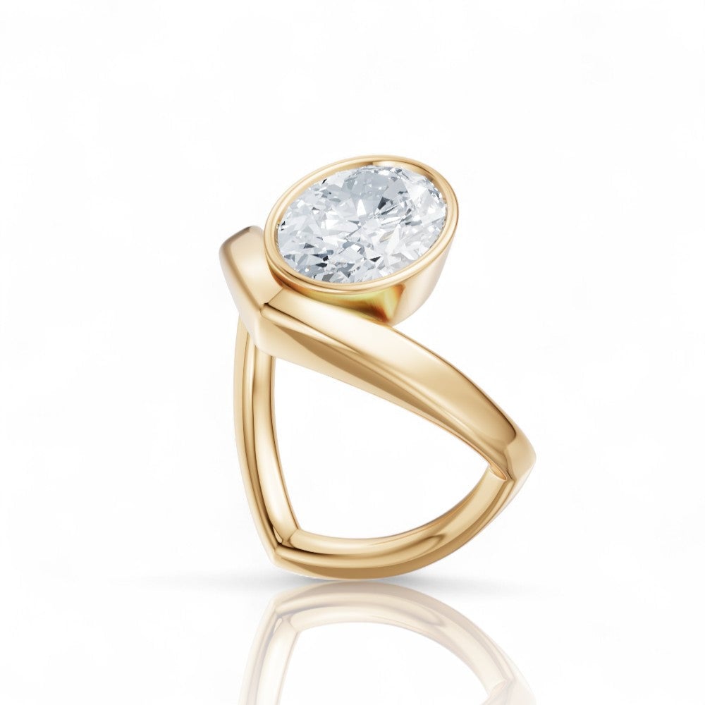 18kt yellow gold/oval/front