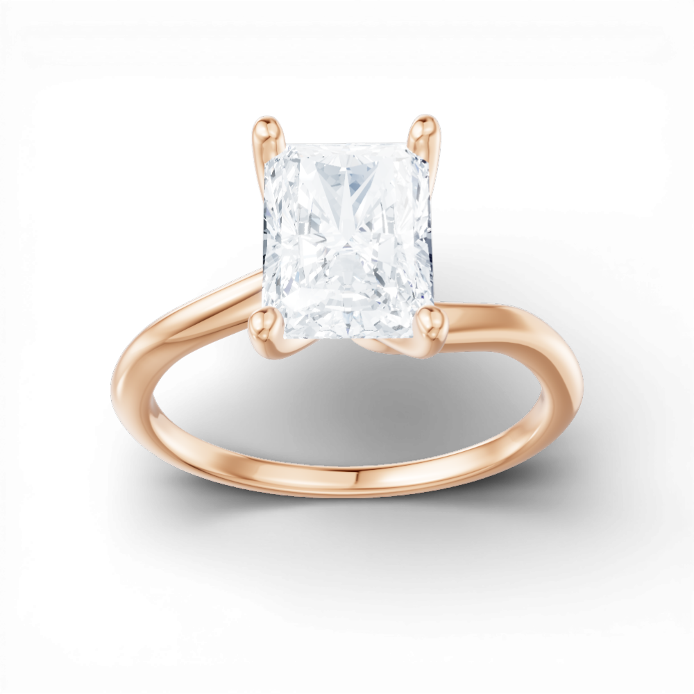 18kt rose gold/radiant/measurements