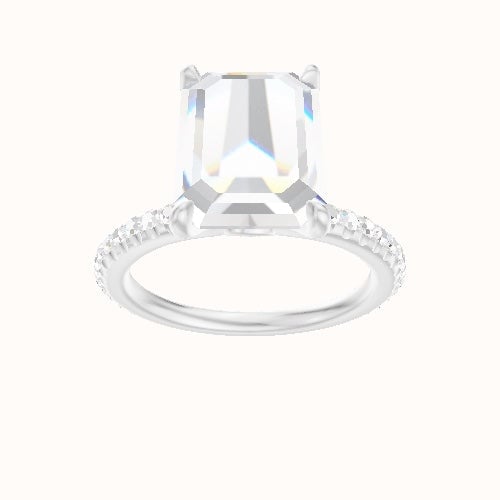 3/4 Pave Engagement Ring With Accent Diamond Head