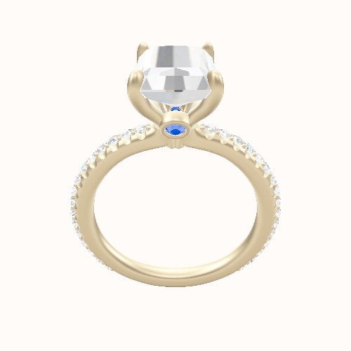 3/4 Pave Engagement Ring With Accent Diamond Head