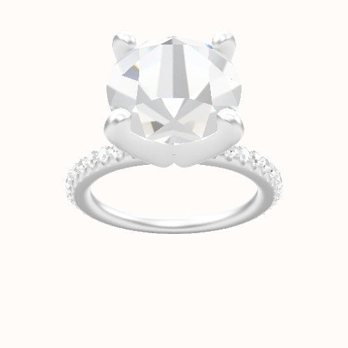 3/4 Pave Engagement Ring With Classic Four Prong Head