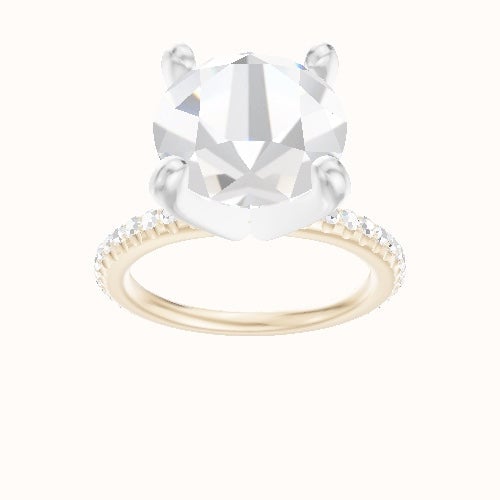 3/4 Pave Engagement Ring With Classic Four Prong Head