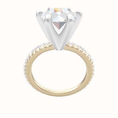 3/4 Pave Engagement Ring With Classic Six Prong Head