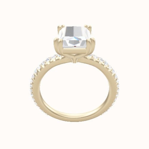 3/4 Pave Engagement Ring With Double Prongs Head