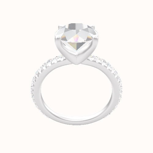 3/4 Pave Engagement Ring With Four Prong Head