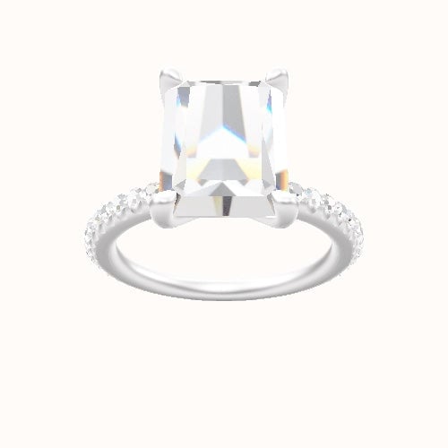 3/4 Pave Engagement Ring With Four Prong Head