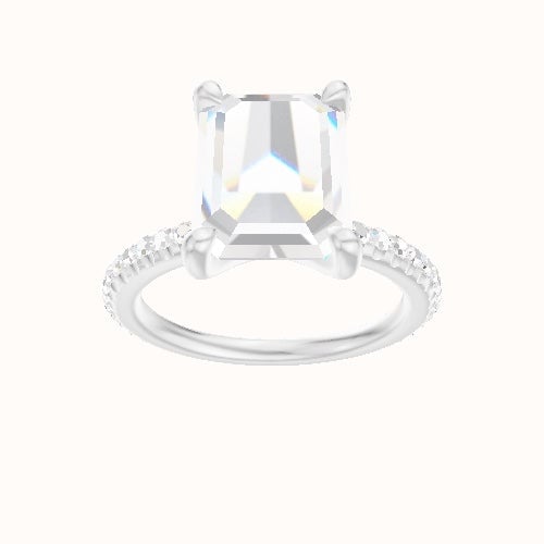 3/4 Pave Engagement Ring With Four Prong Head