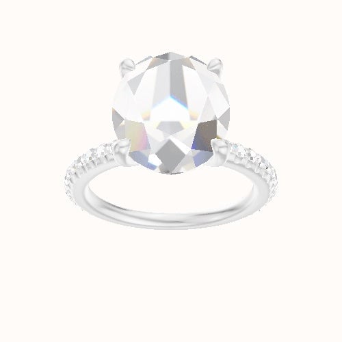 3/4 Pave Engagement Ring With Four Prong Head