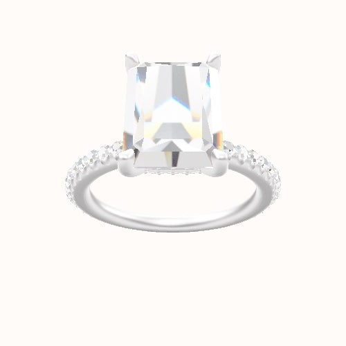 3/4 Pave Engagement Ring With Front set gallery Head
