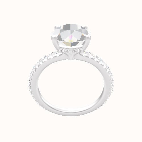 3/4 Pave Engagement Ring With Front set gallery Head