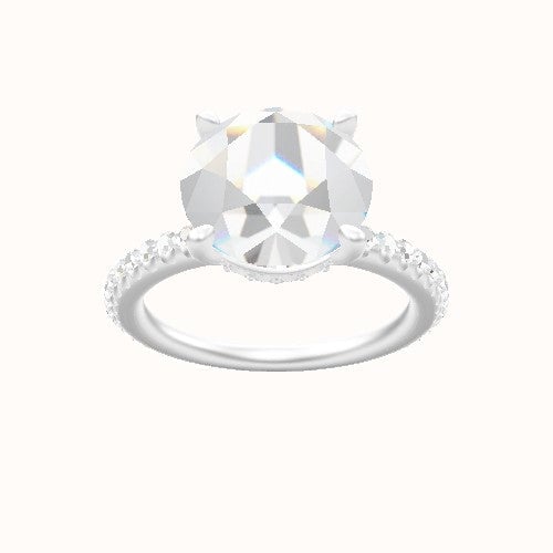 3/4 Pave Engagement Ring With Front set gallery Head