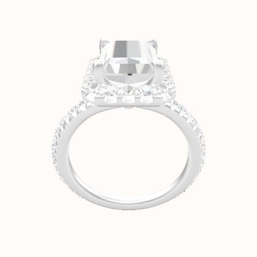 3/4 Pave Engagement Ring With Halo Head