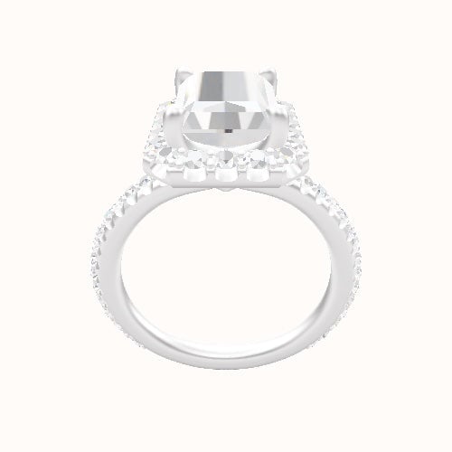 3/4 Pave Engagement Ring With Halo Head