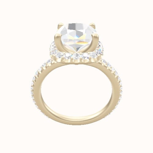 3/4 Pave Engagement Ring With Halo Head
