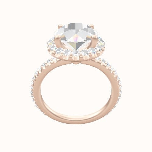 3/4 Pave Engagement Ring With Halo Head