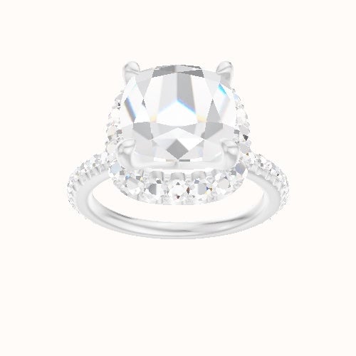 3/4 Pave Engagement Ring With Halo Head
