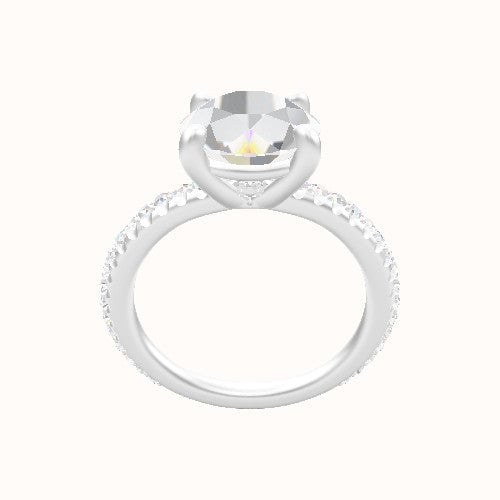 3/4 Pave Engagement Ring With Low Set Four Prong Head