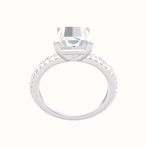3/4 Pave Engagement Ring With Low Set Four Prong Head
