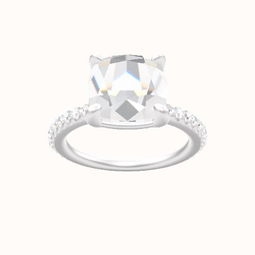 3/4 Pave Engagement Ring With Low Set Four Prong Head