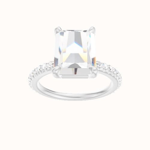 3/4 Pave Engagement Ring With Low Set Four Prong Head
