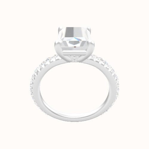 3/4 Pave Engagement Ring With Low Set Four Prong Head