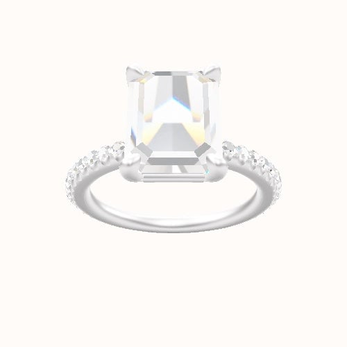 3/4 Pave Engagement Ring With Low Set Four Prong Head