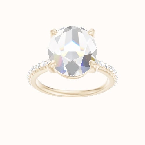 3/4 Pave Engagement Ring With Low Set Four Prong Head