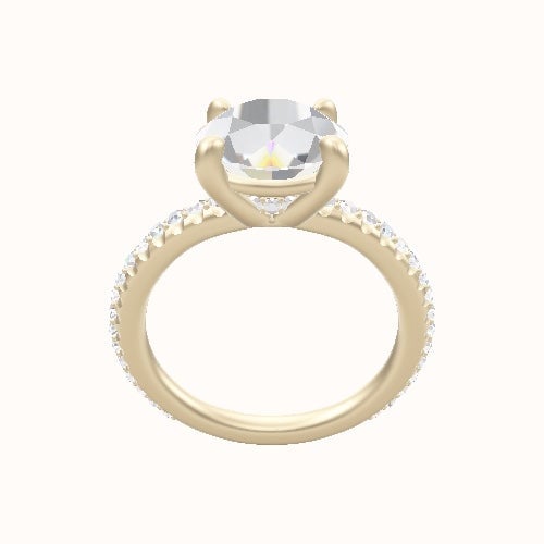3/4 Pave Engagement Ring With Low Set Four Prong Head