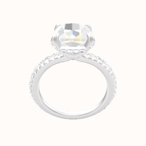 3/4 Pave Engagement Ring With Pave Basket Head