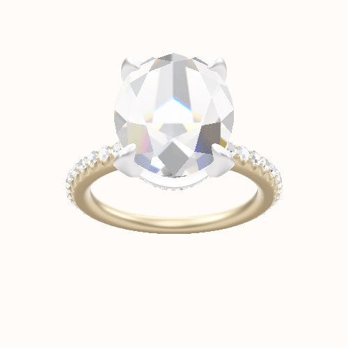 3/4 Pave Engagement Ring With Pave Basket Head