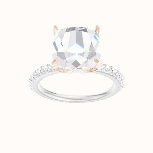 3/4 Pave Engagement Ring With Pave Tulip Prongs w. Surprise Diamond Head