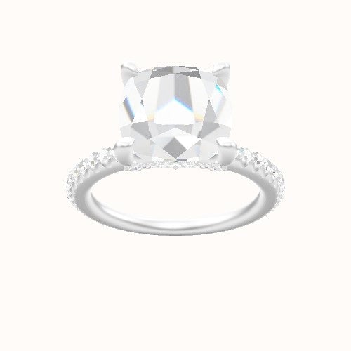 3/4 Pave Engagement Ring With Pave V Prong Head