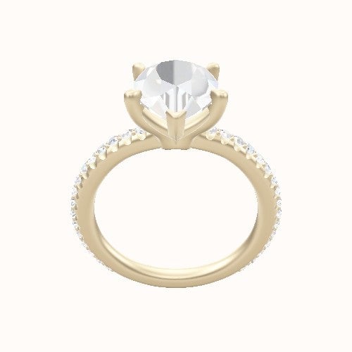 3/4 Pave Engagement Ring With Standard Four Prong Head