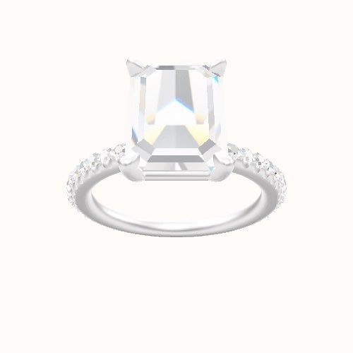 3/4 Pave Engagement Ring With Standard Four Prong Head